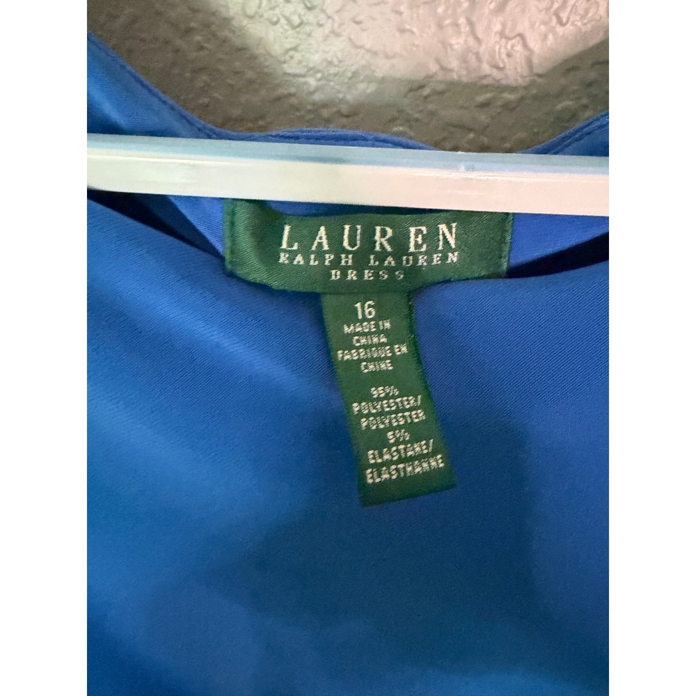 Lauren Ralph Lauren Azzuro Blue Twist Front Sheath Dress 16 NWT Career Pullover - Picture 4 of 7